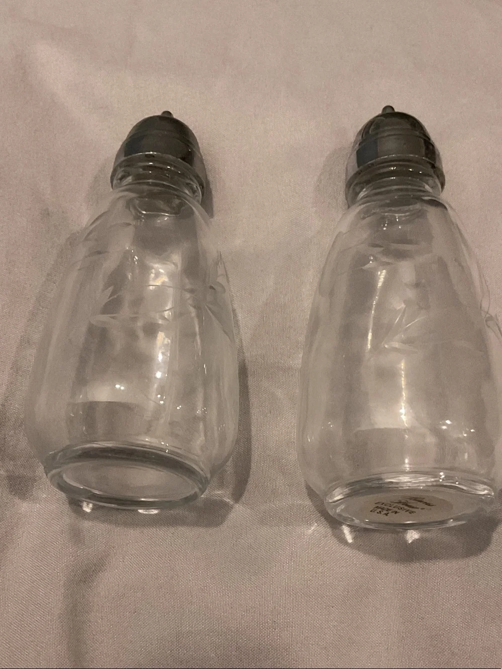 Princess House Clear Glass Salt and Pepper Shakers with Silver Tops